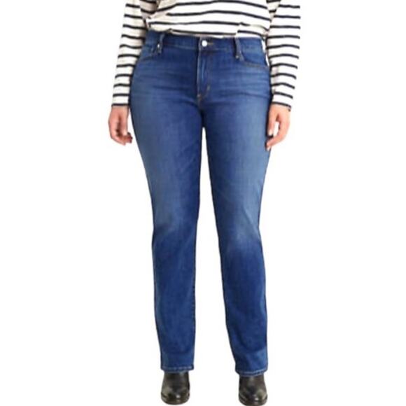 Levi’s Women’s Jeans 414 Classic Straight Mid Rise Medium Blue Plus Size 20W - Picture 1 of 10